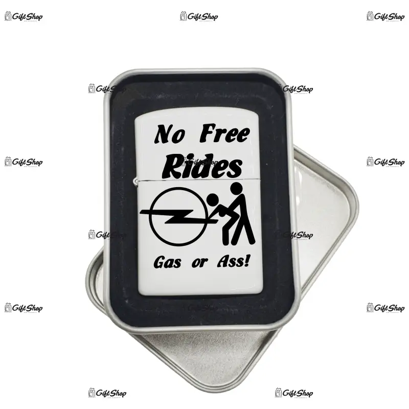 No free rides opel, bricheta metalica gravata laser cu mesaj